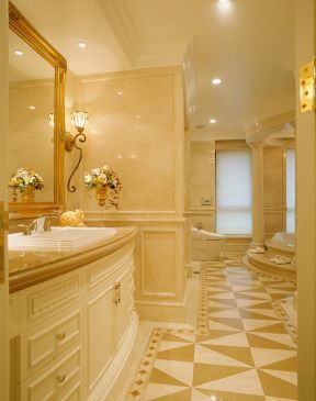 欧式别墅卫生间 整体浴室柜图片