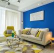 2023后现代家装客厅蓝色墙面装修效果图片