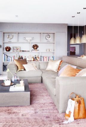 2023后现代家装客厅转角沙发装修效果图片案例