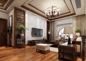 中式家装元素 室内客厅效果图