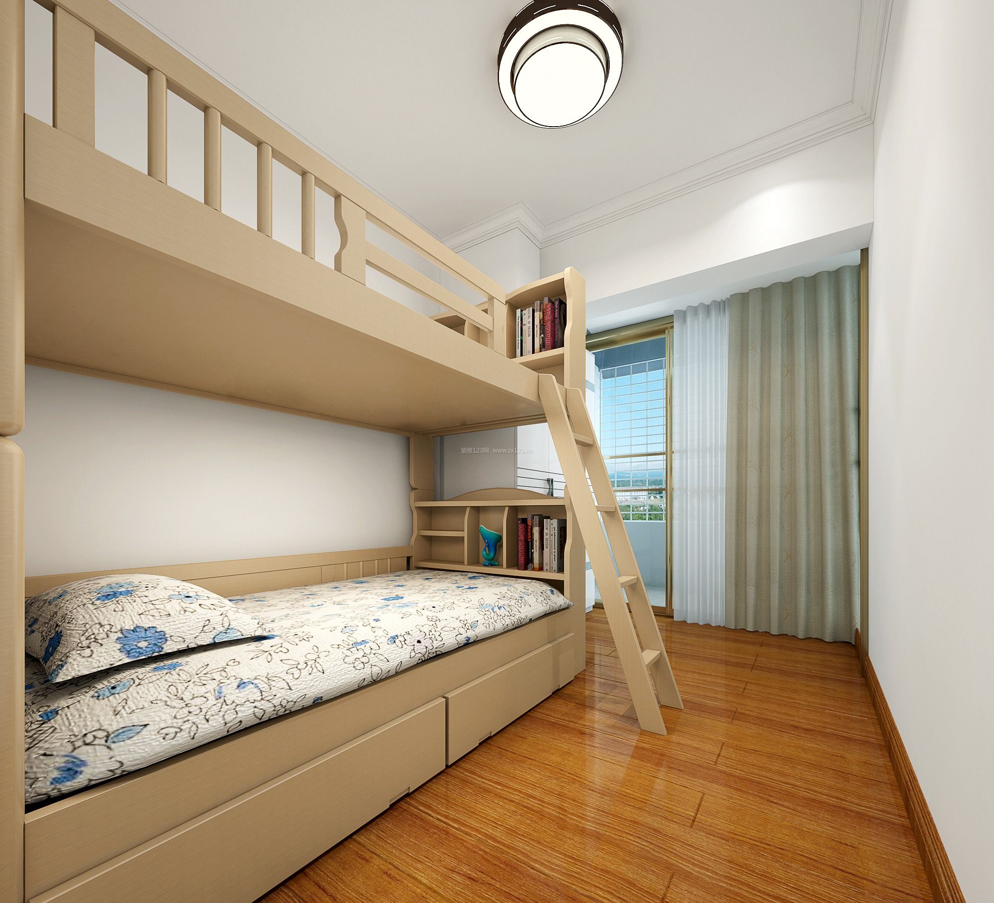 最新现代卧室高低床装修效果图片