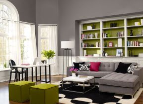 130平米客厅简单 书柜设计效果图