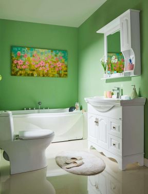 田园风格家庭卫生间白色浴缸装修效果图片
