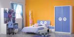 室内设计儿童房床头背景墙黄色墙面装修效果图片