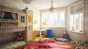 儿童房室内设计 现代美式样板房装修效果图