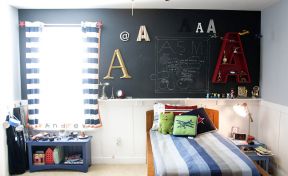 儿童卧室床头背景墙 现代混搭风格