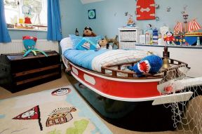 儿童卧室床头背景墙 地中海装修图片