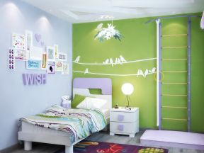 小清新儿童卧室床头背景墙装修效果图片