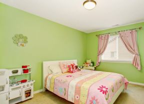 田园创意家居卧室绿色墙面装修效果图片欣赏