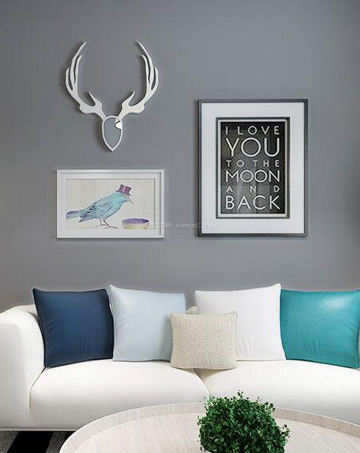 国外现代简约沙发背景墙装饰品设计