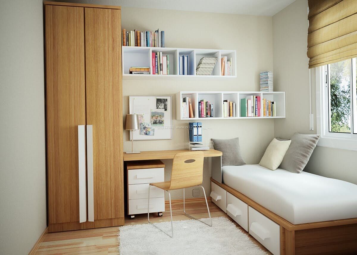 小户型卧室家具摆放装饰平面图_装修123效果图