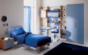 适合小卧室家具 蓝色卧室装修效果图