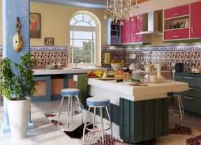整套地中海风格开放式厨房装修设计