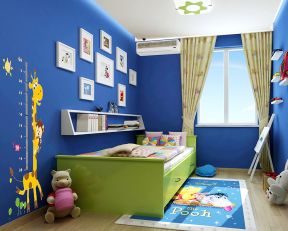 现代简约风格儿童房装修效果图 蓝色墙面装修效果图片