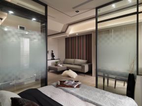 现代家居卧室玻璃推拉门设计图片