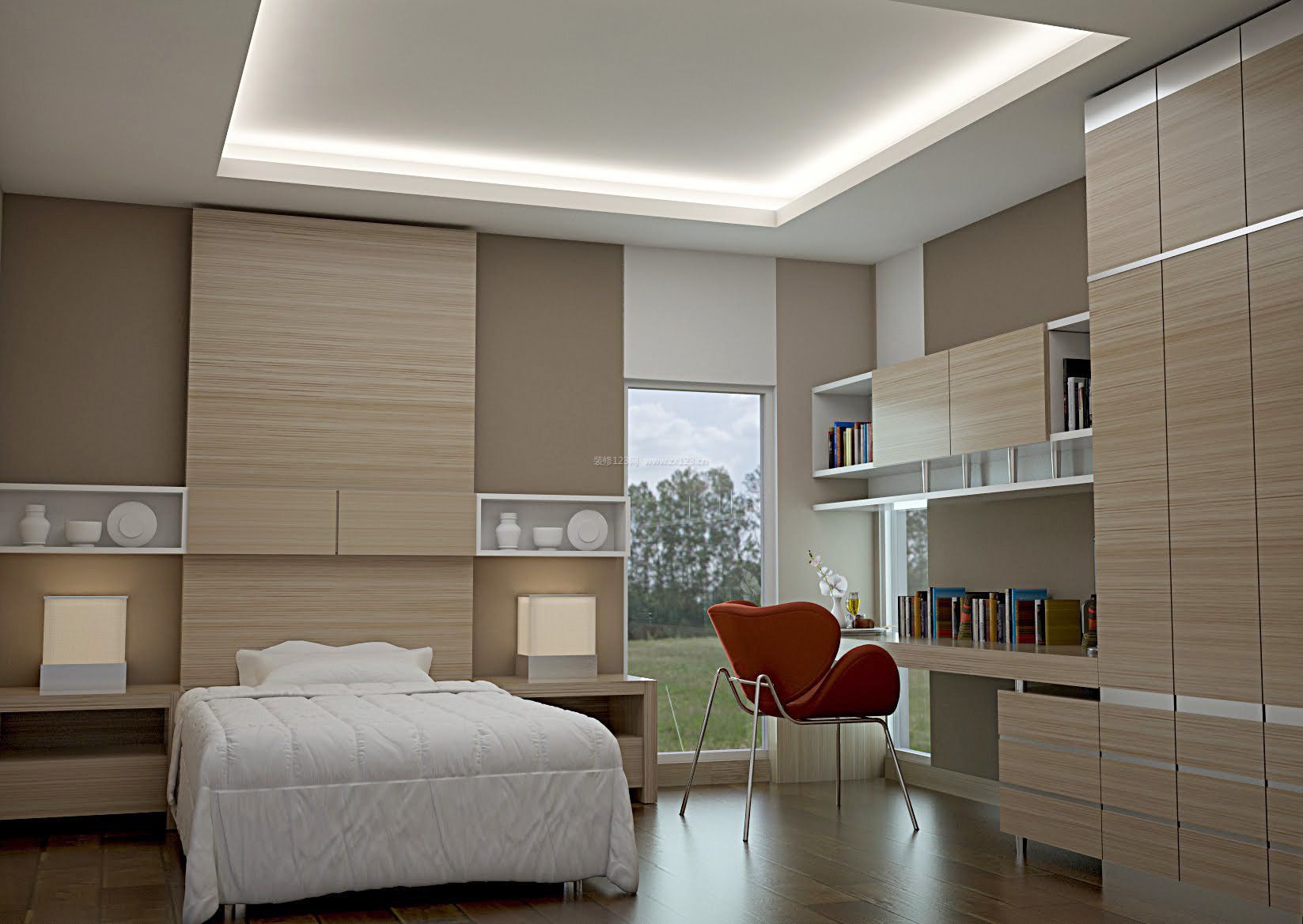 单身卧室家具组合装修效果图 