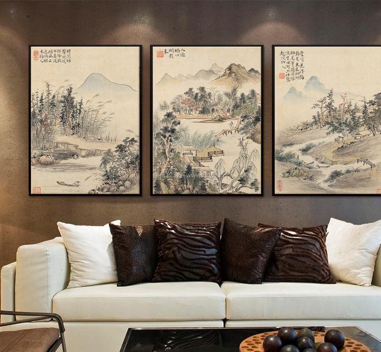 中式客厅沙发背景装饰画