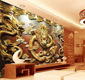 中式客厅背景 中式元素装饰物