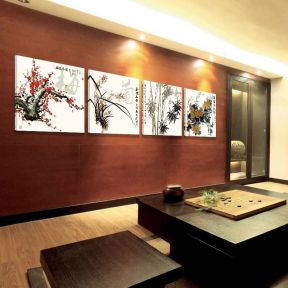 中式客厅背景 墙画装饰画客厅
