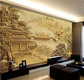 中式客厅背景 中式背景墙效果图大全