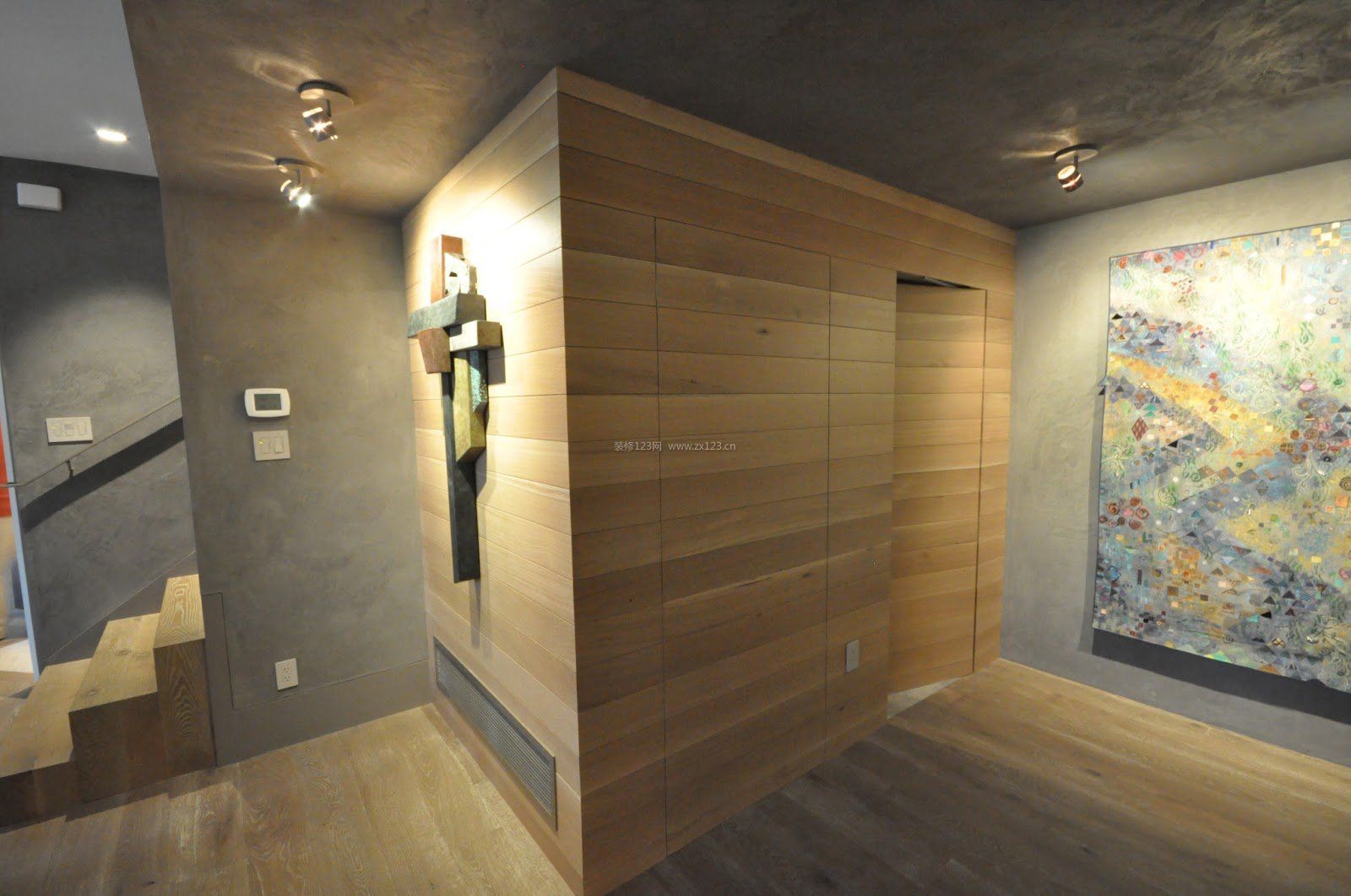 木质客厅隐形门背景墙