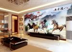 中式客厅电视墙背景墙装饰画效果图