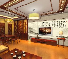 中式客厅装饰画 客厅电视背景中式