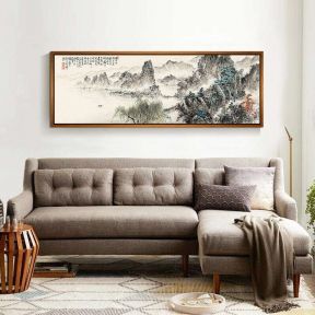 中式客厅装饰画 转角沙发装修效果图片