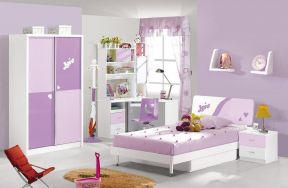 紫色小卧室家具摆放装修效果图欣赏