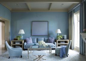客厅欣赏 蓝色墙面装修效果图片