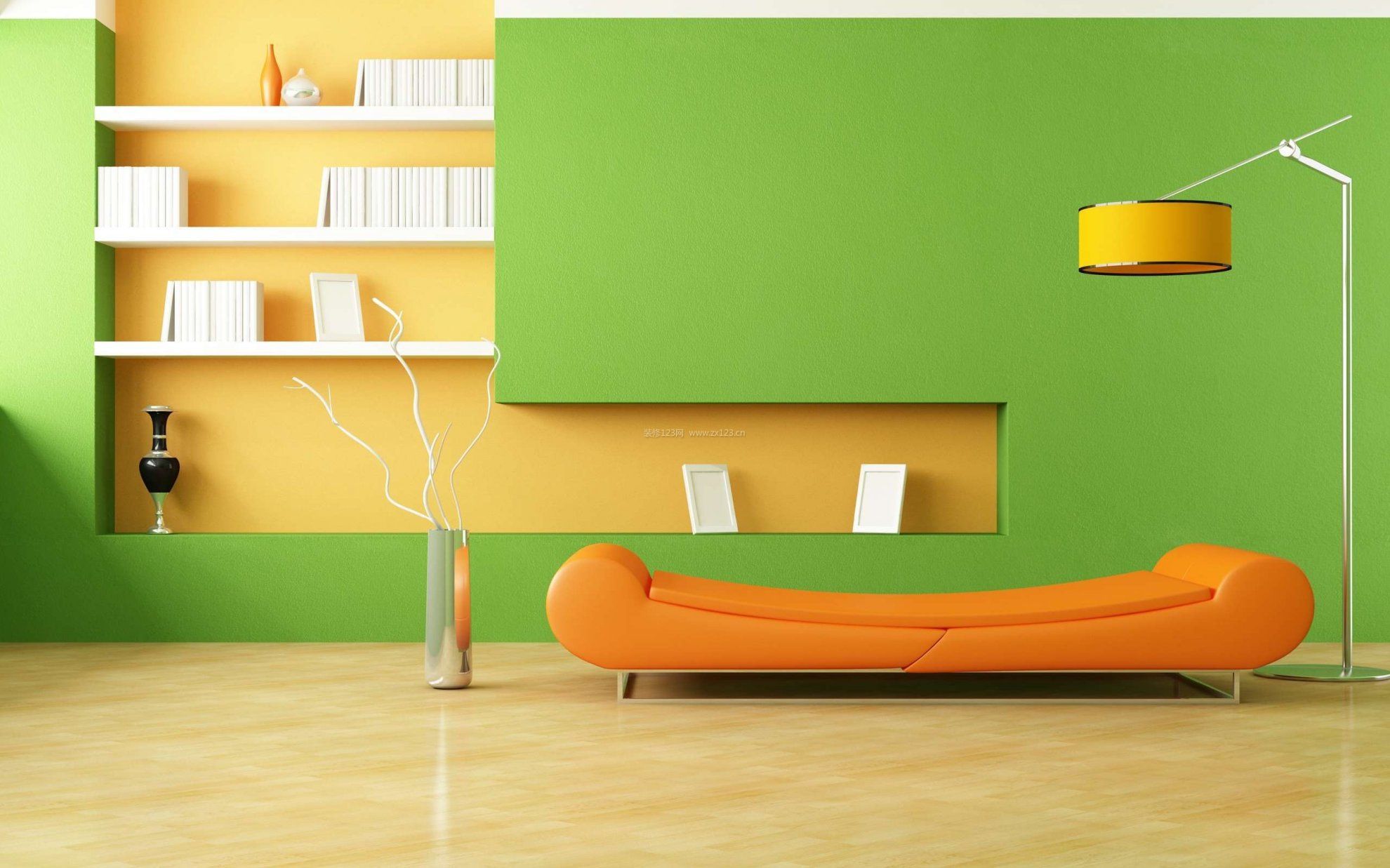 最流行客厅绿色背景墙家装设计