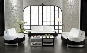 最流行黑白简约风格客厅背景墙 