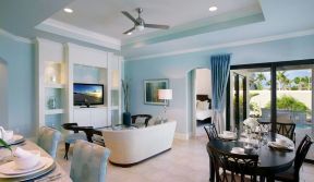 最流行客厅背景墙 蓝色墙面装修效果图片