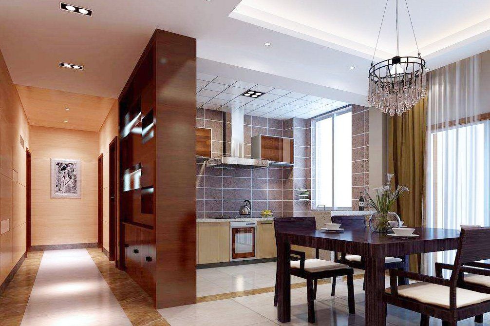 现代家装厨房和饭厅隔断设计效果图_装修123效果图