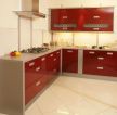 现代厨房柜门颜色红色橱柜装修效果图片