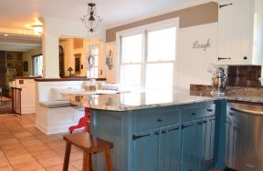 厨房柜门颜色蓝色橱柜装修效果图片