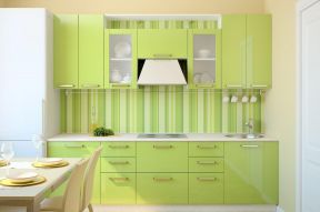 厨房柜门颜色 绿色橱柜装修效果图片