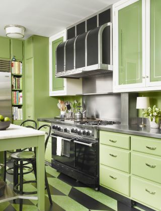 厨房柜门颜色绿色橱柜装修效果图片