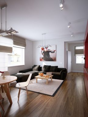 现代简欧家居室内浅灰色木地板装修效果图片