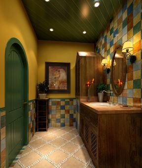 美式别墅整体浴室柜装修效果图片