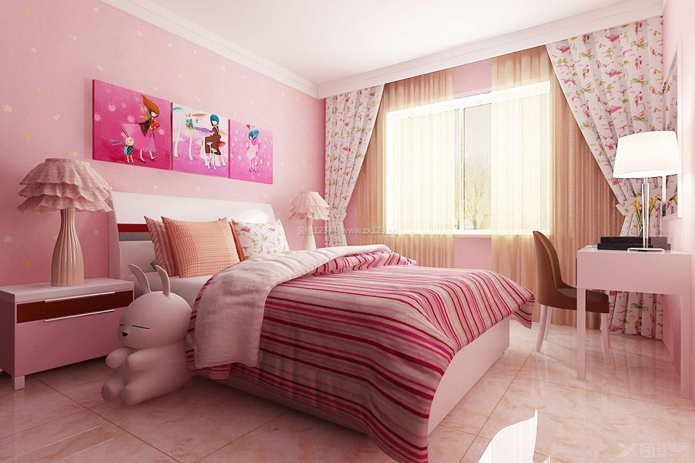 现代温馨家装卧室简约壁纸装修效果图