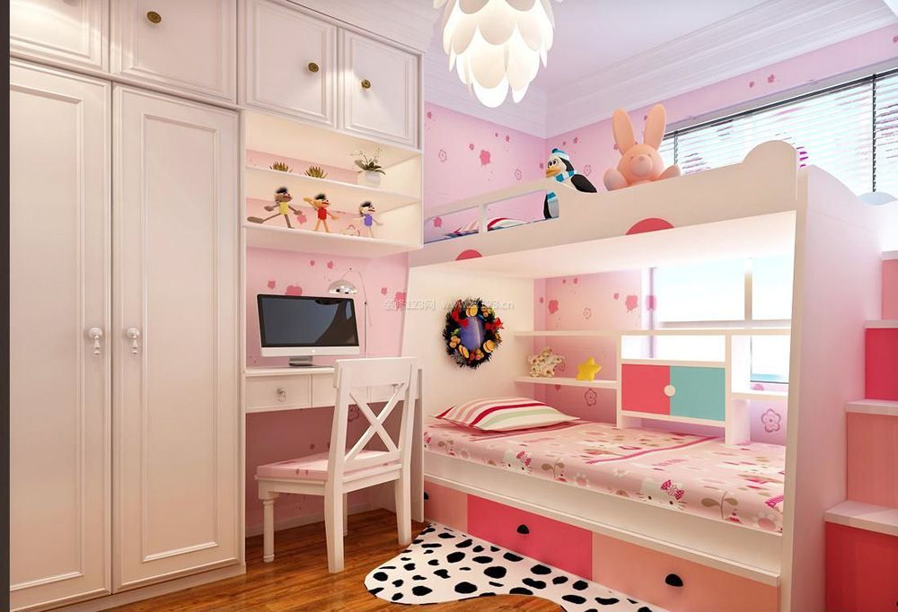 小户型儿童房间高低床设计装修效果图片_装修