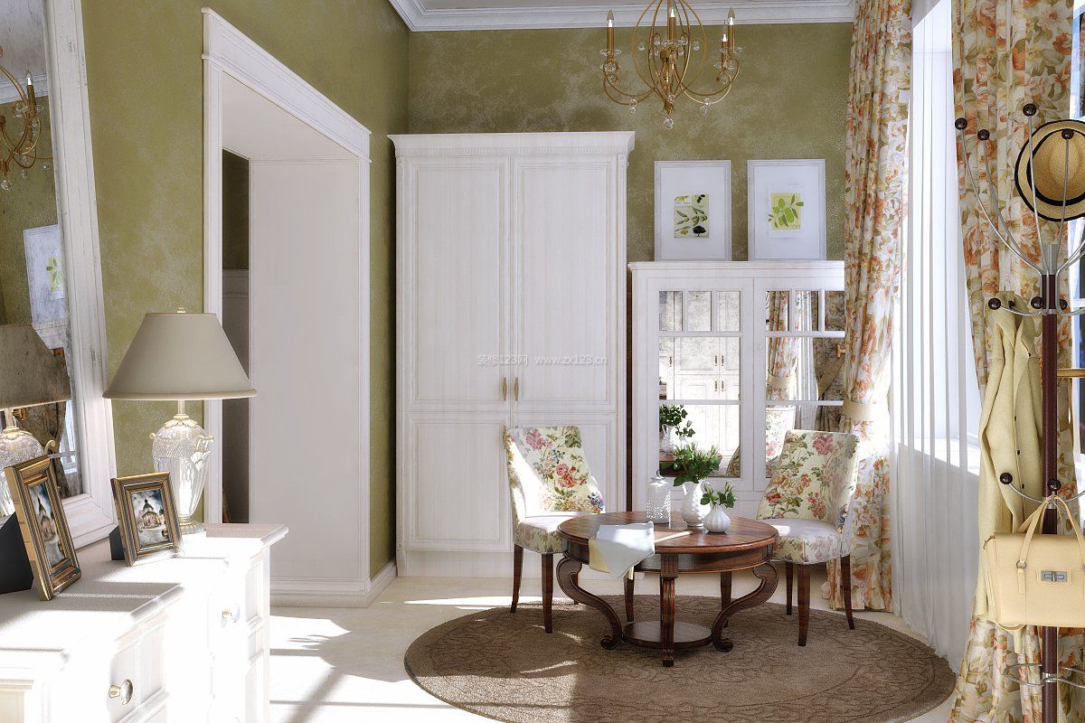 新古典样板房家居室内碎花形窗帘装修效果图片