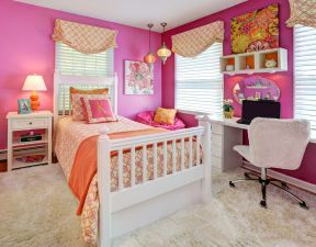 公主卧室装修效果图 粉色墙面装修效果图片