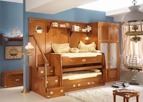 松木卧室家具 高低床装修效果图片