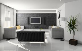 客厅电视墙装饰 黑白现代风格