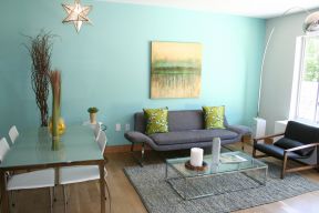 30平米客厅简单 蓝色液体墙纸效果图