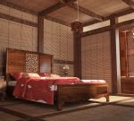 中式家居卧室竹帘装修效果图片