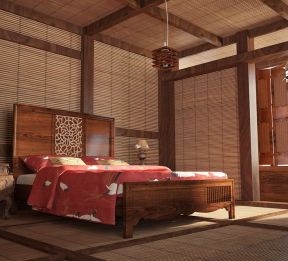 中式家居卧室竹帘装修效果图片