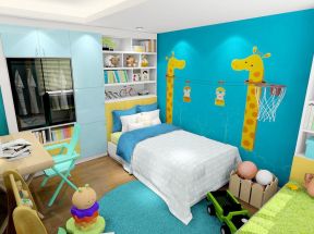 现代简约风格儿童房装修效果图 儿童房手绘背景墙